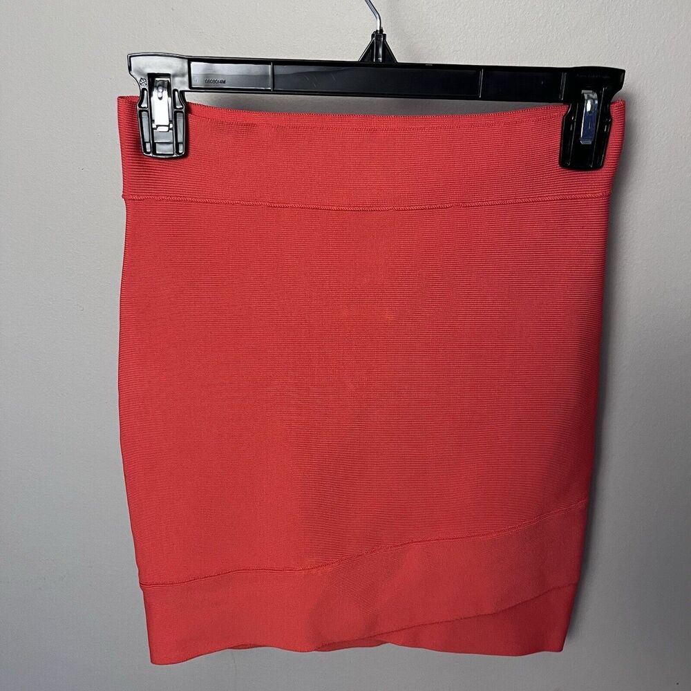 BCBG Maxazria Mini Bandage Skirt Criss Cross Bodycon Size Small Orange